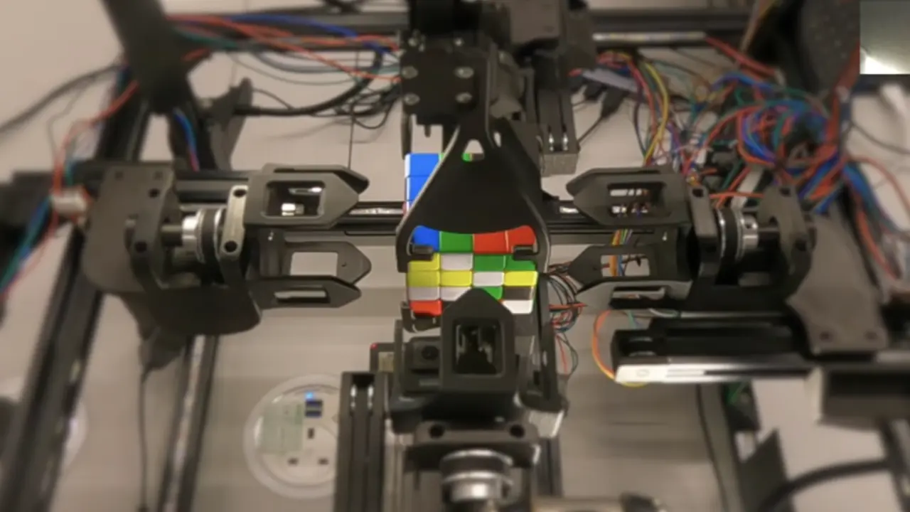 Hai anh em tự chế robot xoay rubik